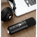VMIDirect USB Microphone with sleek design, for high-quality audio recording next to headphones and laptop