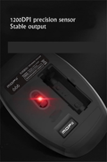 Bottom view of Mofii 666 keyboard and mouse for PC showing 1200 DPI precision sensor with stable output