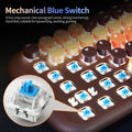 MOFII Candy M keyboard with lights featuring mechanical blue switches for typing and gaming