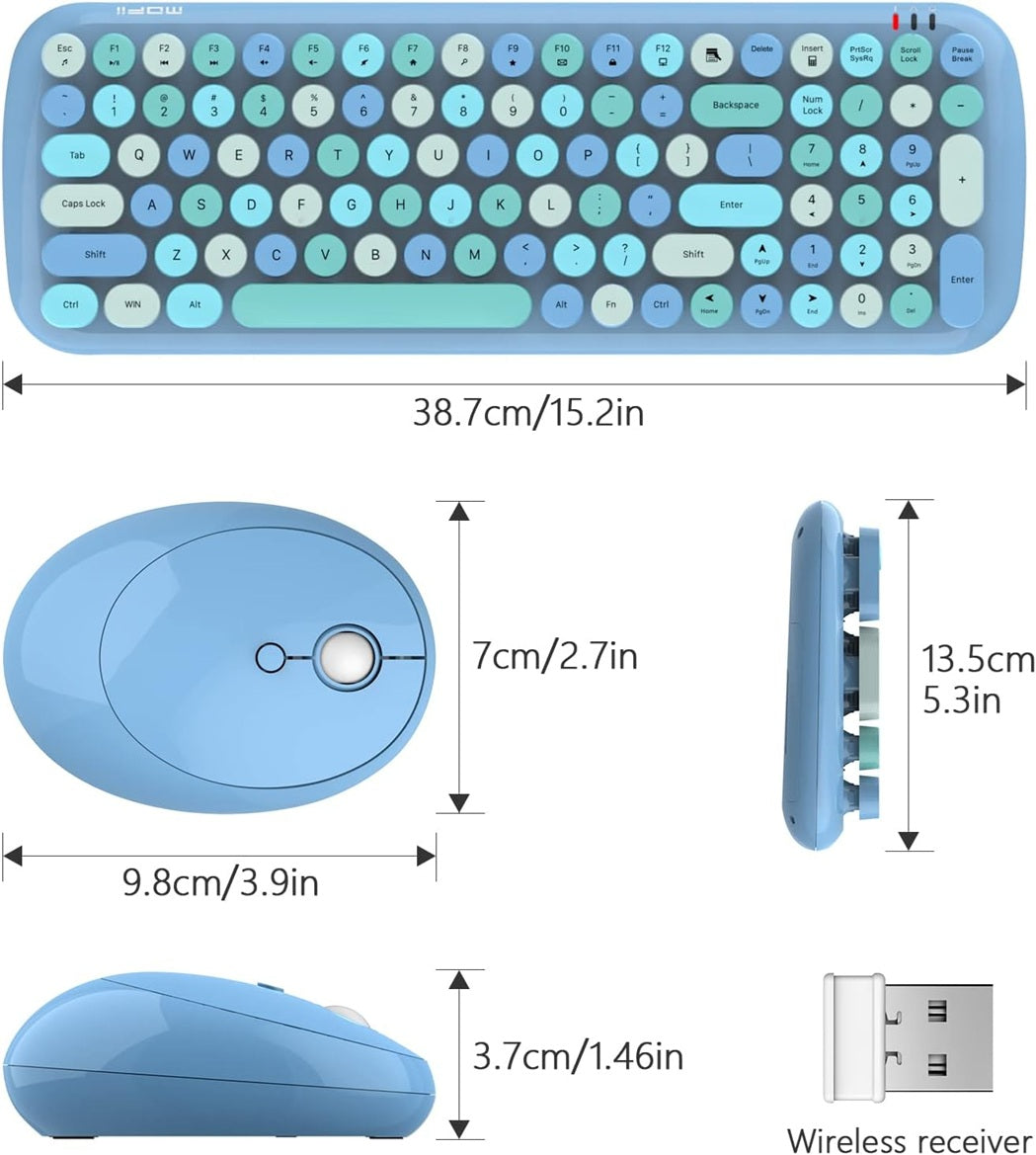 Mofii Candy XR wireless keyboard and mouse combo in blue with round keys and compact wireless mouse
