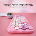 MOFII HONEY BT keyboard with pink hexagonal keys and intelligent power saving technology