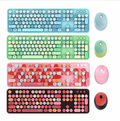 Mofii Sweet Mixed 2.4G keyboard for PC in blue, green, pink, and black with matching wireless mice