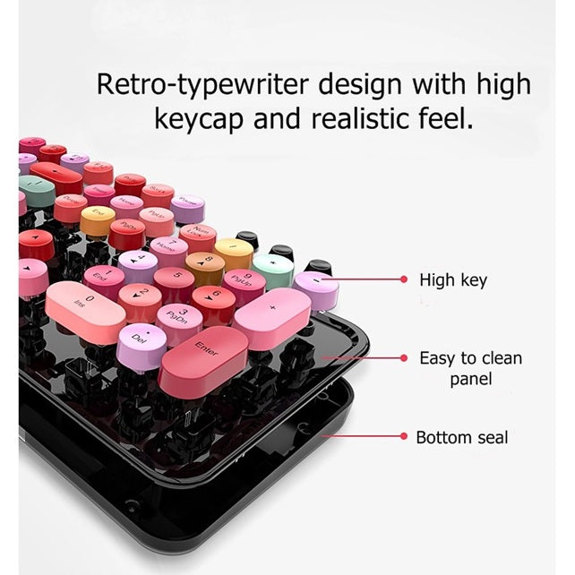 Mofii Sweet Mixed 2.4G keyboard for PC with retro-typewriter design and colorful high keycaps