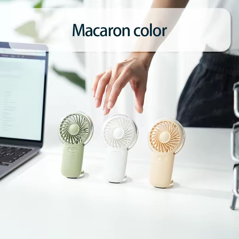 VMIDirect portable fan in macaron colors of green, white, and peach for personal cooling