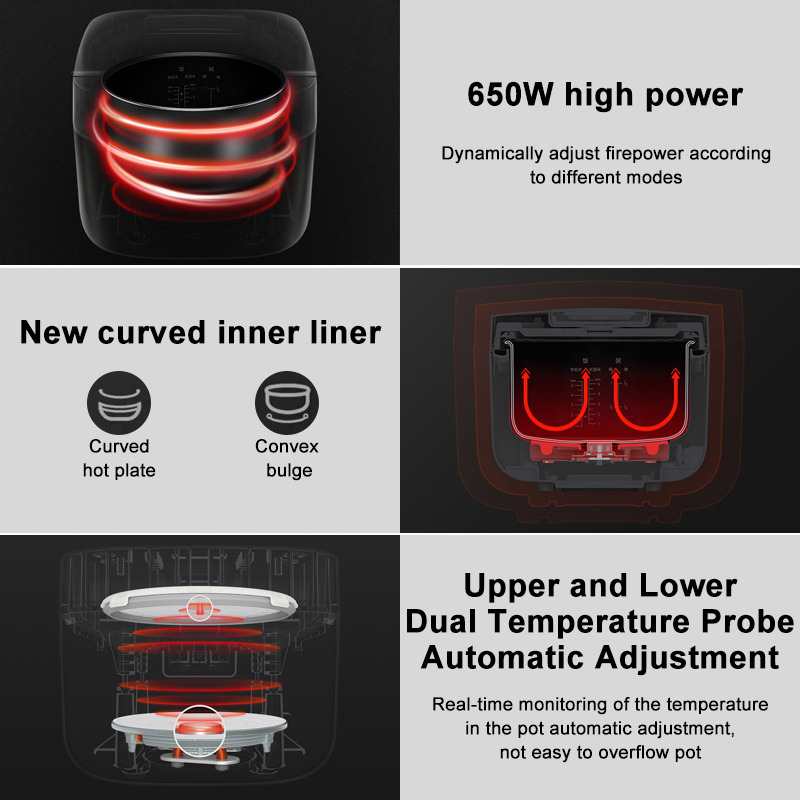 VMIDirect Multifunctional Food Cooker with 650W power, curved inner liner, and dual temperature control