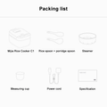 VMIDirect Mijia Rice Cooker C1 packing list including multifunctional food cooker components