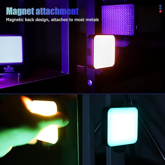 Multifunctional Magnetic RGB Video Light with magnet attachment for easy positioning on metal surfaces