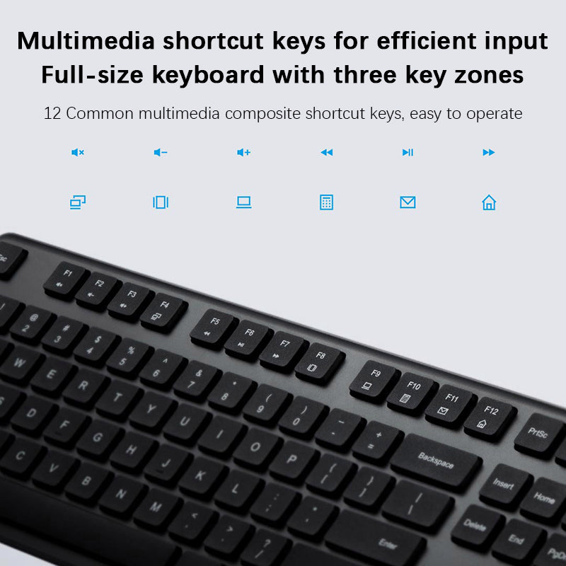 VMIDirect Wireless Mouse and Keyboard featuring multimedia shortcut keys for efficient input