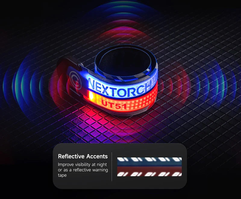 VMIDirect Flashing Safety Slap Bracelet with Reflective Accents for Night Visibility