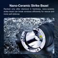 Rechargeable Tactical Flashlight featuring a durable nano-ceramic strike bezel for emergency window breaking