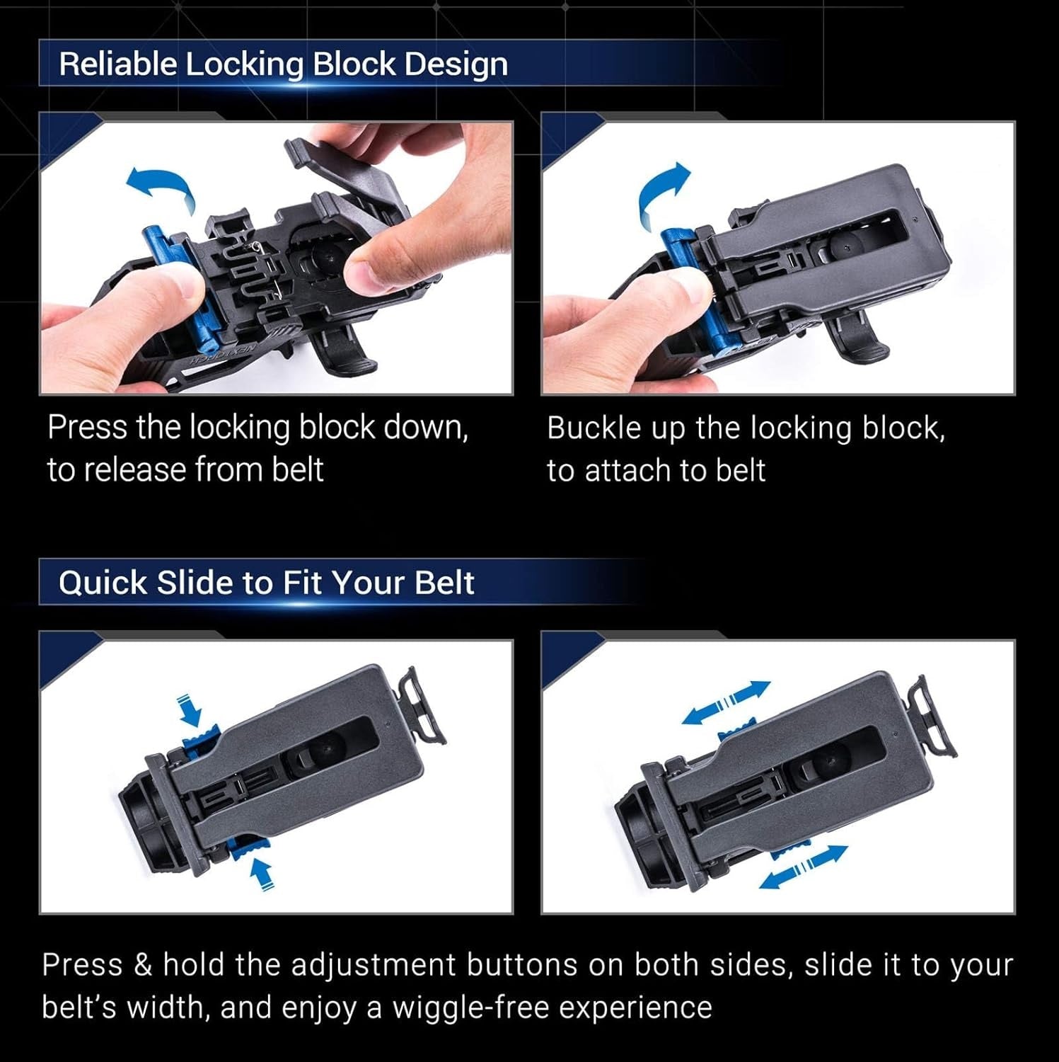 VMIDirect Tactical Flashlight Holster with reliable locking block design for easy belt attachment
