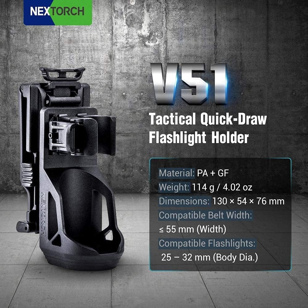 VMIDirect Tactical Flashlight Holster with quick-draw design for flashlights 25-32mm in diameter
