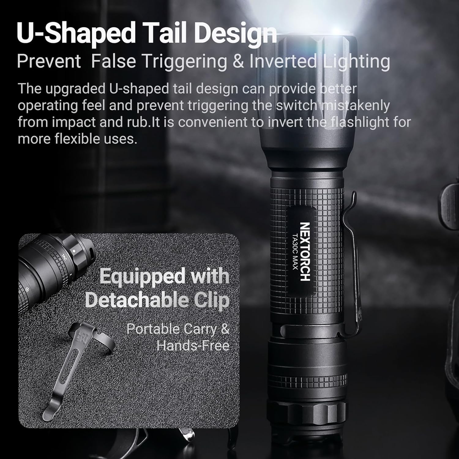 VMIDirect Tactical LED Flashlight with U-Shaped Tail Design for Optimal Performance and Portability