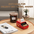VMIDirect White Thermal Label Stickers suitable for NIIMBOT B21 Label Maker on a stylish wooden table