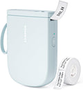 NIMBOT Portable Bluetooth Label Printer in light blue with a roll of label tape for easy organization