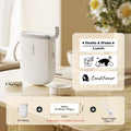 Portable Bluetooth Label Printer in white with easy access buttons and included label paper for convenient use