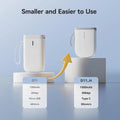VMIDirect Portable Bluetooth Label Printer shown in two compact designs with key features comparison