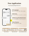 Portable Bluetooth Label Printer features a free application with multi-language support and over 3000 icons