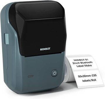 Portable Bluetooth Thermal Label Printer in gray with labels printing for easy organization