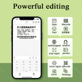 User interface of VMIDirect Portable Bluetooth Thermal Label Printer showing editing options and features