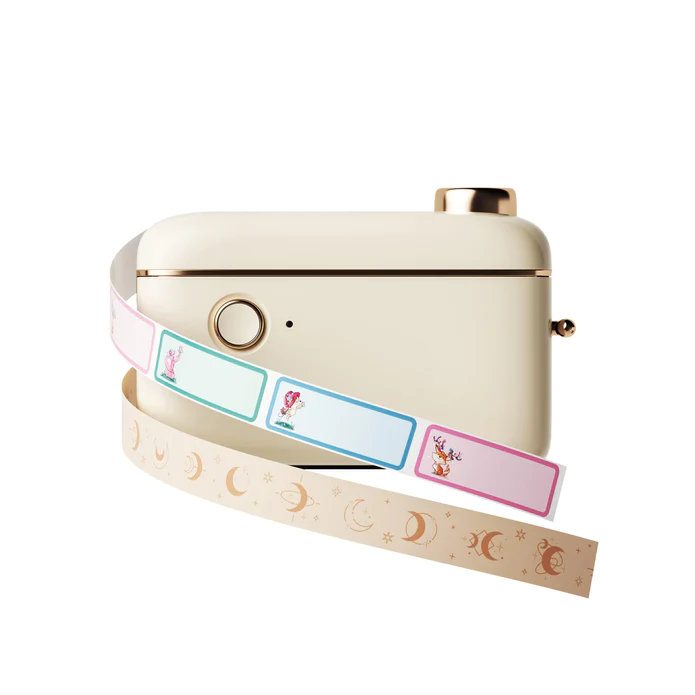 VMIDirect Portable Bluetooth Thermal Label Printer Maker in cream color with decorative label rolls