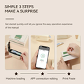 Portable Bluetooth Thermal Label Printer Maker showing easy operation steps for labeling and printing