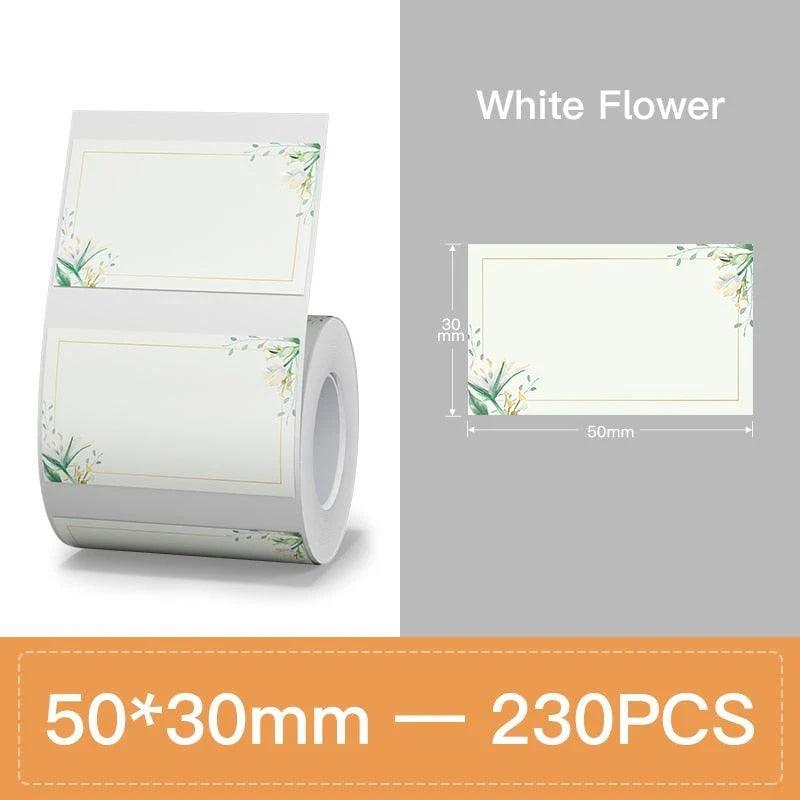 VMIDirect Thermal Label Stickers Patterned with White Flower Design, 50x30mm, 230PCS Roll