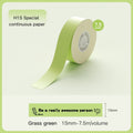 Grass green continuous paper roll for labels measuring 15mm x 7.5m, ideal for making Waterproof Oil-Proof Thermal Label Stickers