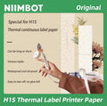 NIIMBOT H1S Thermal Label Printer Paper showcasing waterproof oil-proof thermal label stickers in various styles