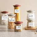 VMIDirect White Thermal Label Stickers on Glass Storage Jars for Kitchen Organization