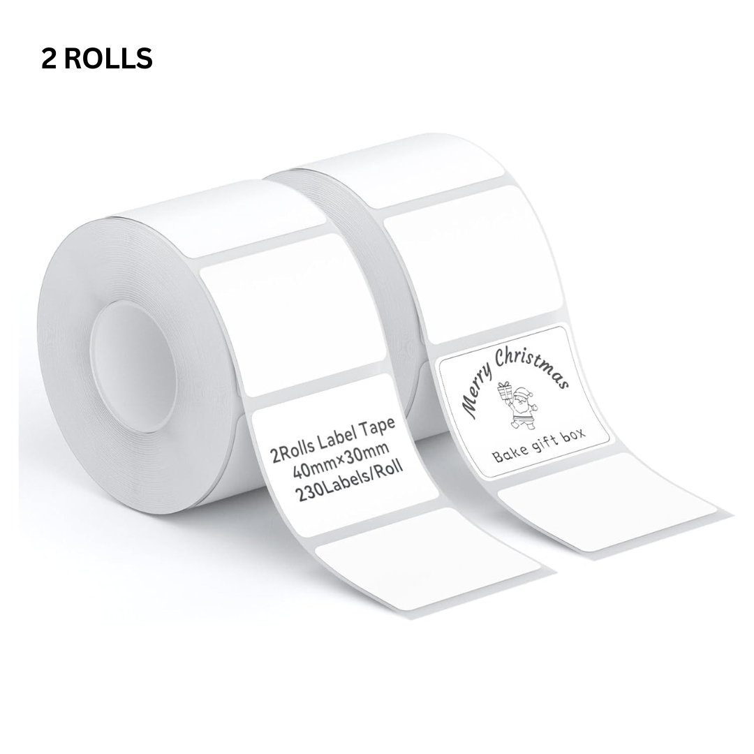 Two Rolls of White Thermal Label Stickers for gift labeling and shipping needs