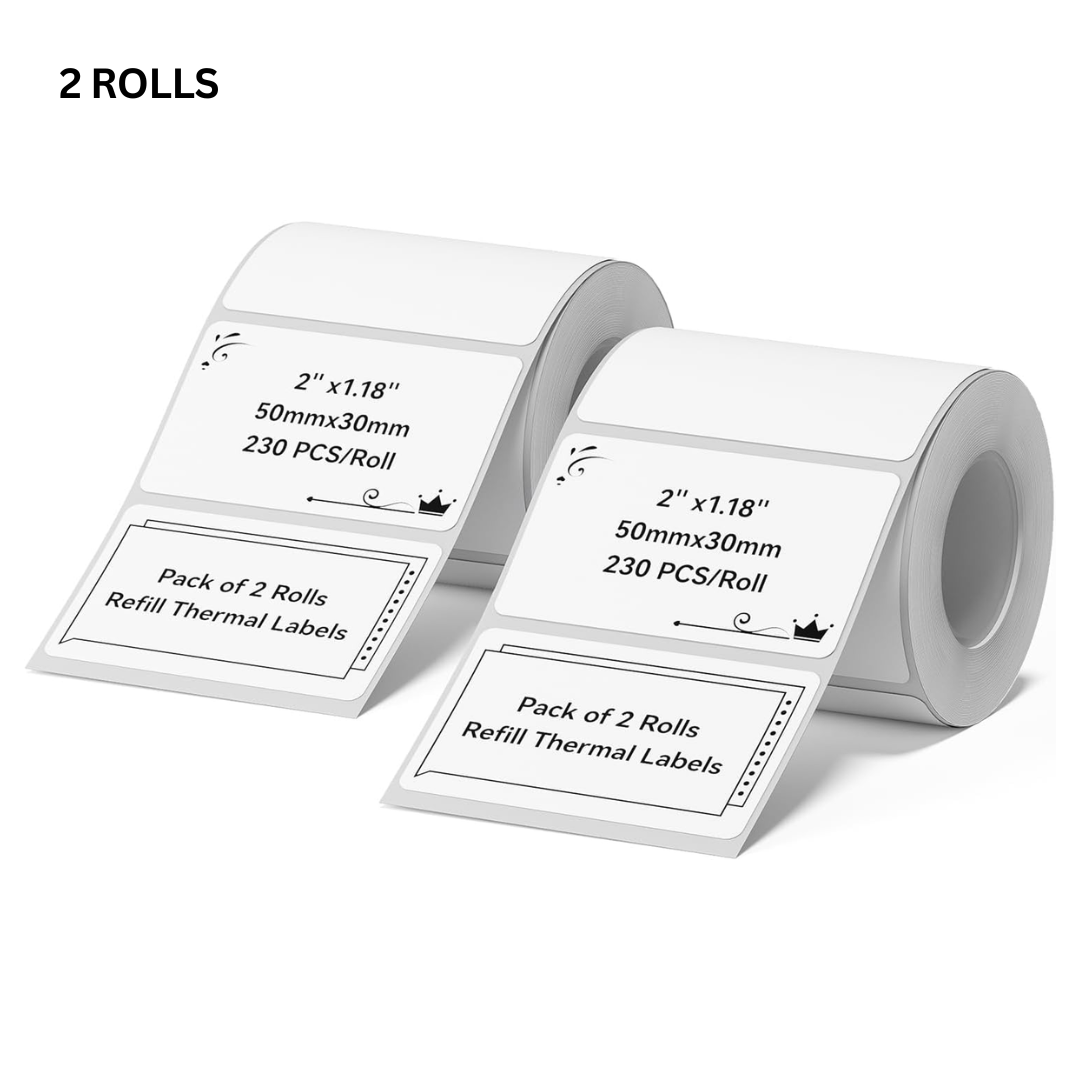 VMIDirect White Thermal Label Stickers, 2 rolls of 230 labels per roll for easy printing