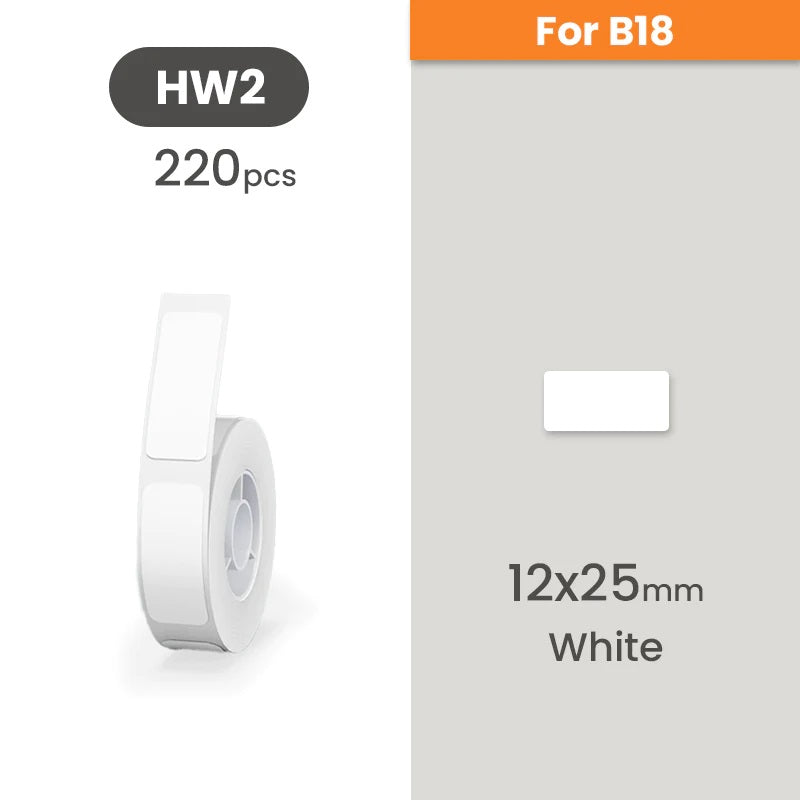 VMIDirect Thermal Transfer Label Stickers in White, 12x25mm size with 220 pieces per roll
