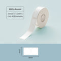 White round Thermal Transfer Label stickers measuring 14x28mm on a roll for easy use in packaging