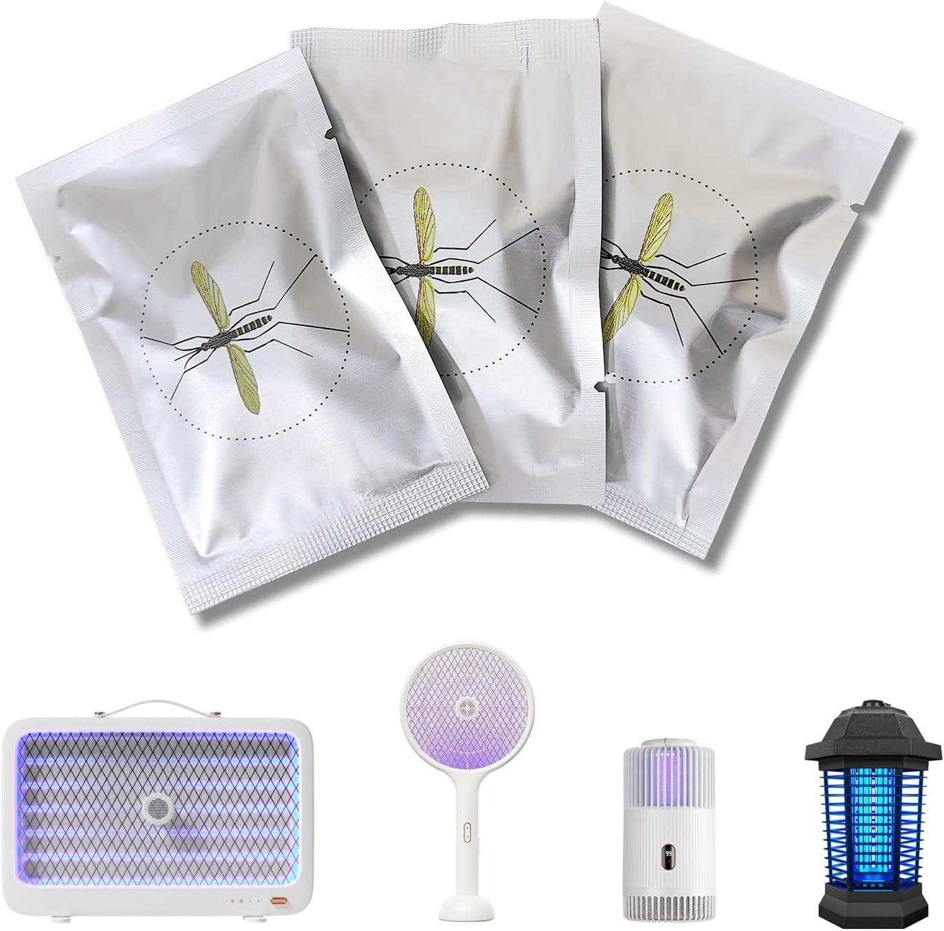 Insect swatter kit with octenol mosquito attractant for effective pest control