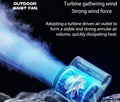 Outdoor waist clip fan with turbine technology for strong wind force and effective heat dissipation