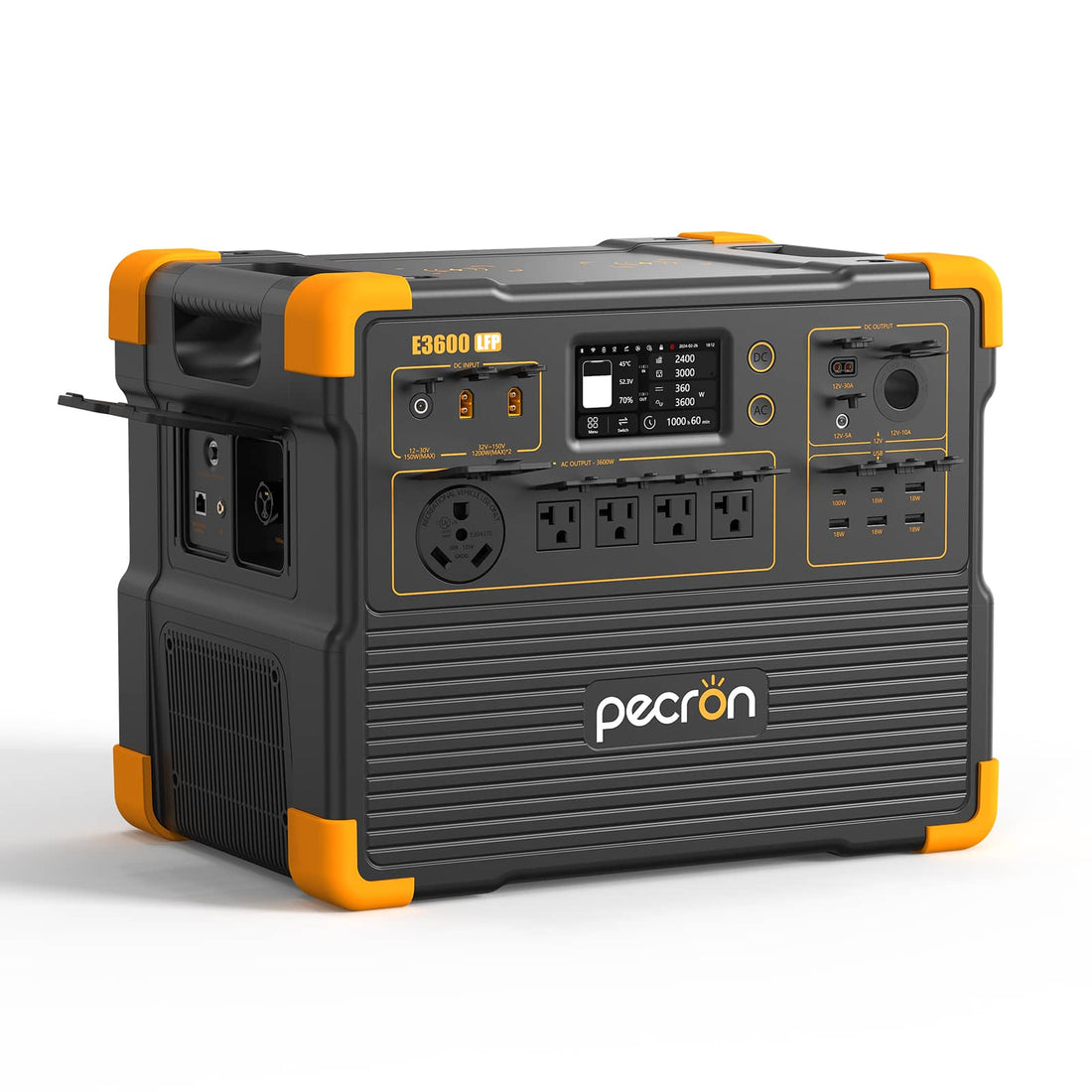 Pecron E3600 Portable Power Station with multiple AC outlets and USB ports for outdoor use