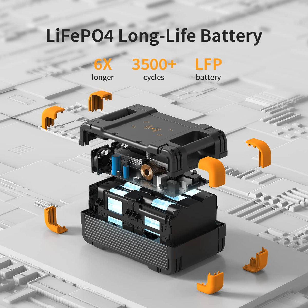 VMIDirect portable power station with LiFePO4 long-life battery, featuring 3500 plus cycles for durability