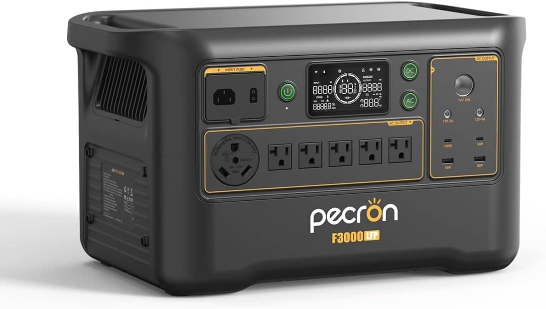 Pecron F3000 Portable Power Station with multiple outlets and a digital display for outdoor adventures