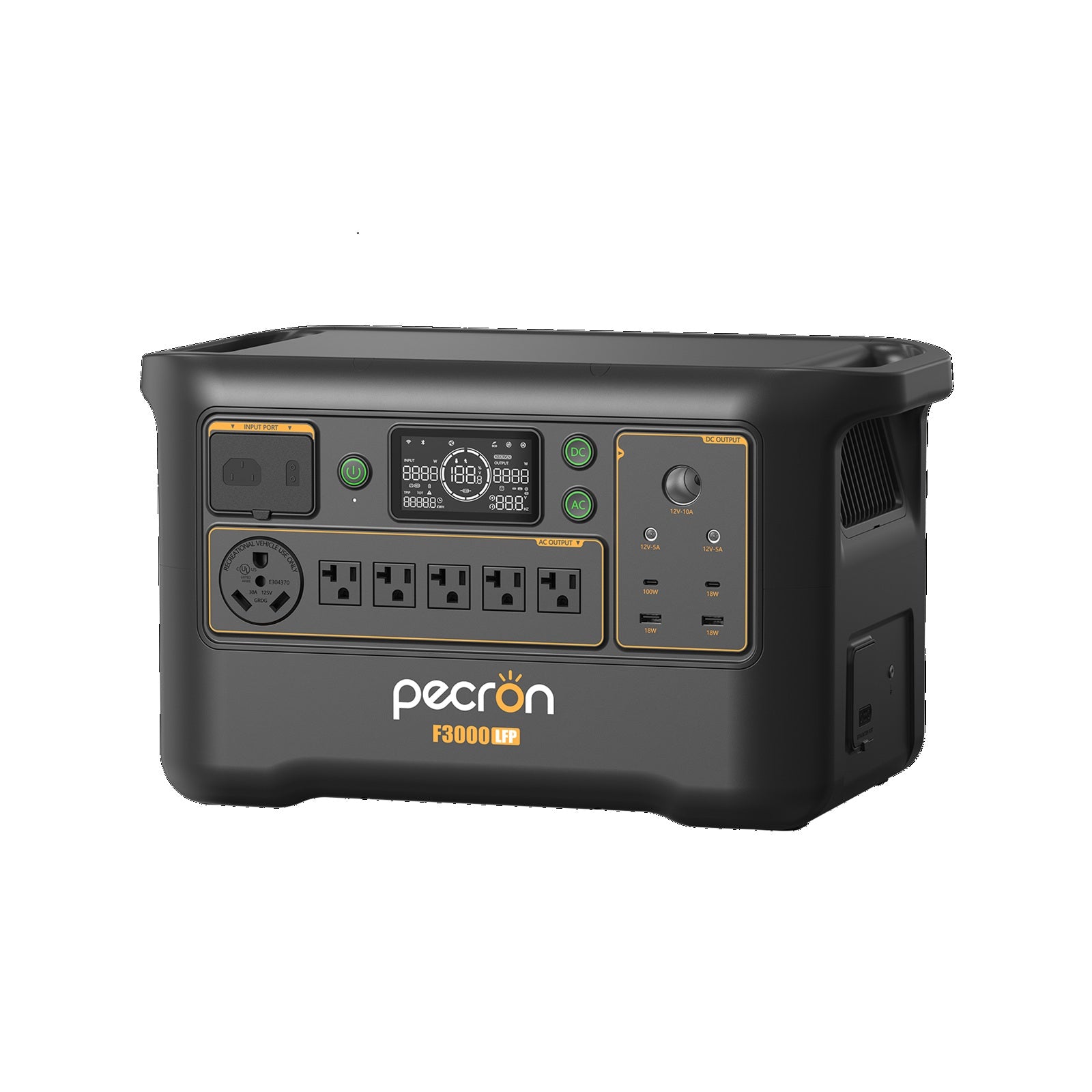 Pecron F3000 Portable Power Station with multiple outlets and a digital display for outdoor adventures