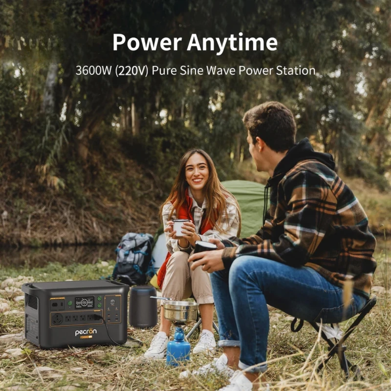 Portable power station, 3600W pure sine wave, ideal for camping and outdoor use