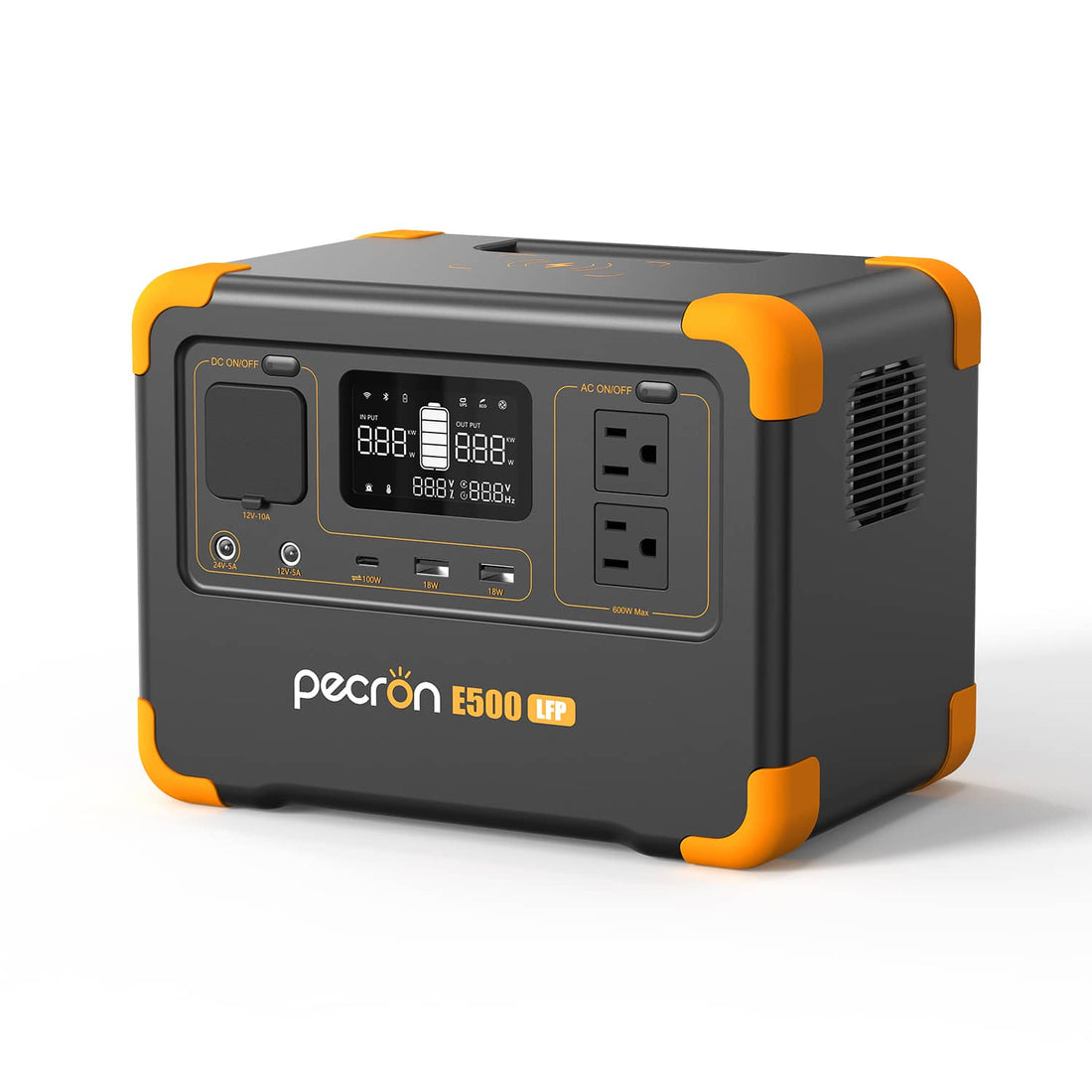 Pecron E500 LFP power station portable with multiple outputs and digital display for outdoor use