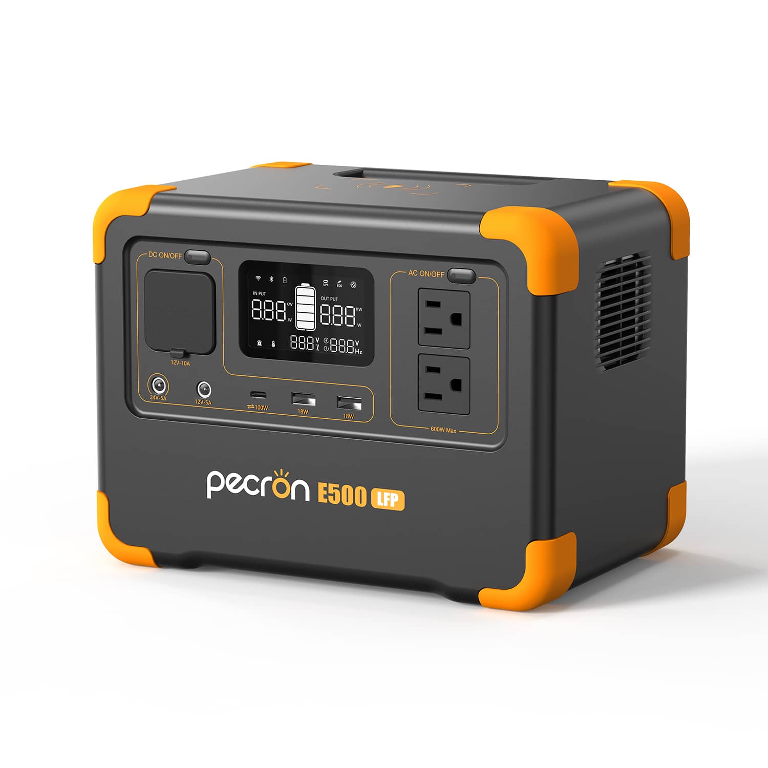 Pecron E500 LFP power station portable with dual AC outlets and LED display