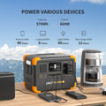 Power station portable with 576Wh capacity for charging devices like laptops and mini fridges