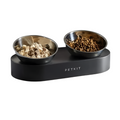 Petkit adjustable Tilted pet feeding bowl with two stainless steel bowls on a black base for food and water