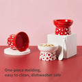 VMIDirect Ceramic Feeding Bowl with Polka Dots, easy to clean and dishwasher safe