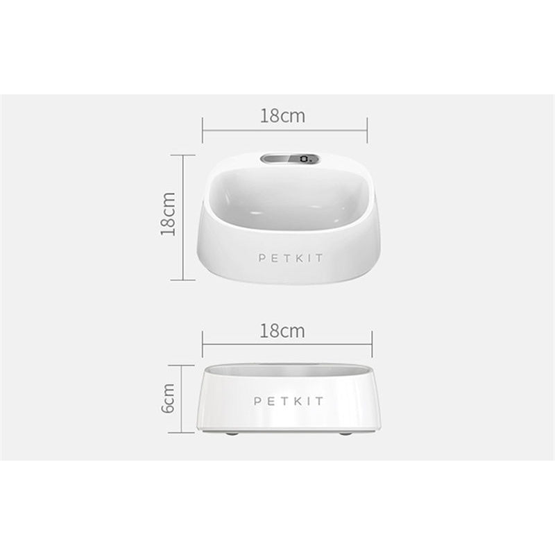 Dog Cat Smart Weighing Feeding Bow in white with an ergonomic design and built-in scale for accurate portion control