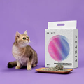 PETKIT 5 in 1 Mixed Tofu Cat Litter box with a cat and litter in a dish on a purple background