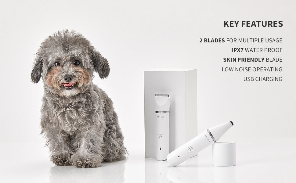 VMIDirect Pet Trimmer Clippers with two blades, waterproof design, and low noise operation for grooming pets