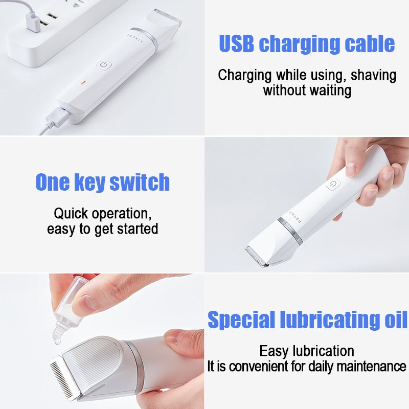 VMIDirect Pet Trimmer Clippers with USB charging, one key switch, and easy lubricating oil for maintenance